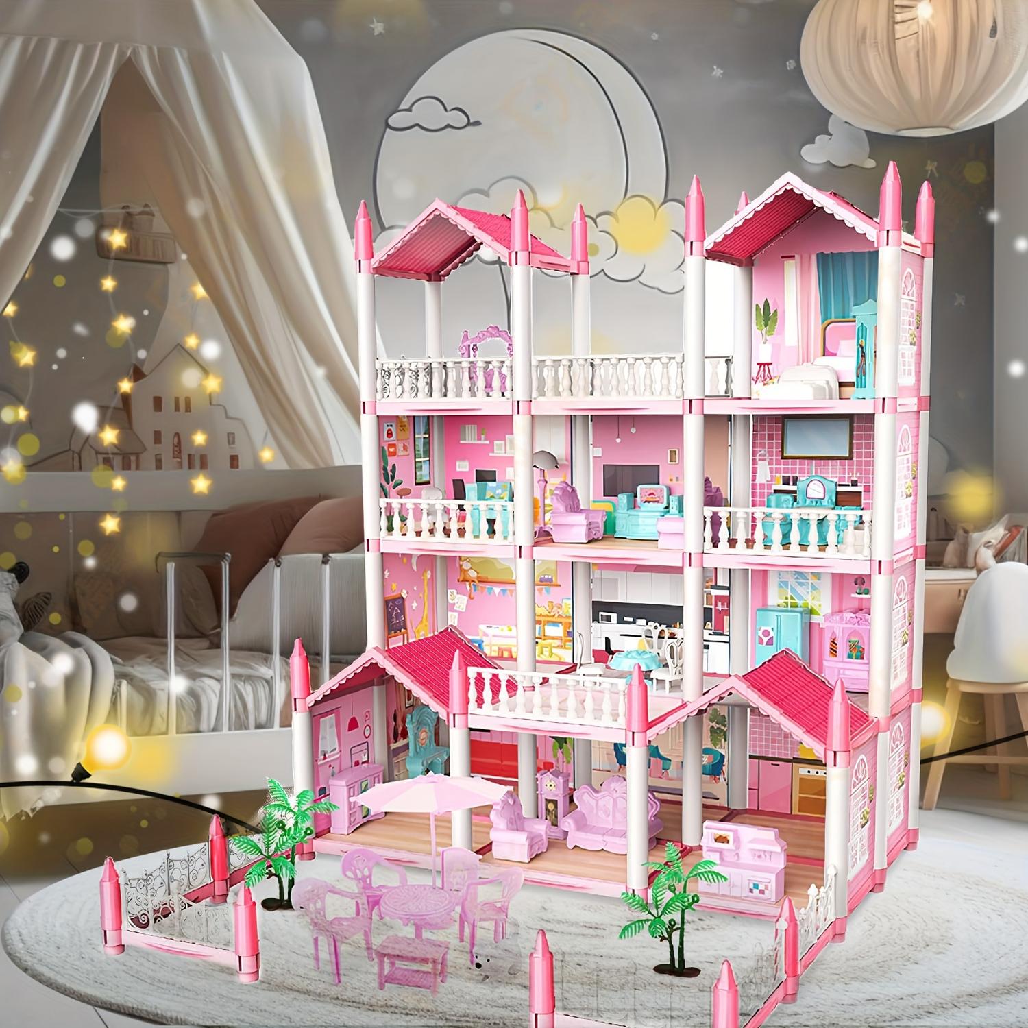 4_Storey_14_Rooms_Doll_House_|_Pink_Doll_House_For_Girls_1