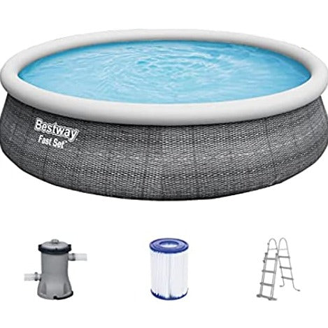 BESTWAY Inflatable Pool Set Above Ground With Filter Pump 15ft x 3ft 6in