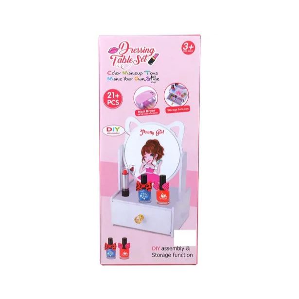 DIY Wooden Dressing Table Playset With 21+ Pcs For Girls