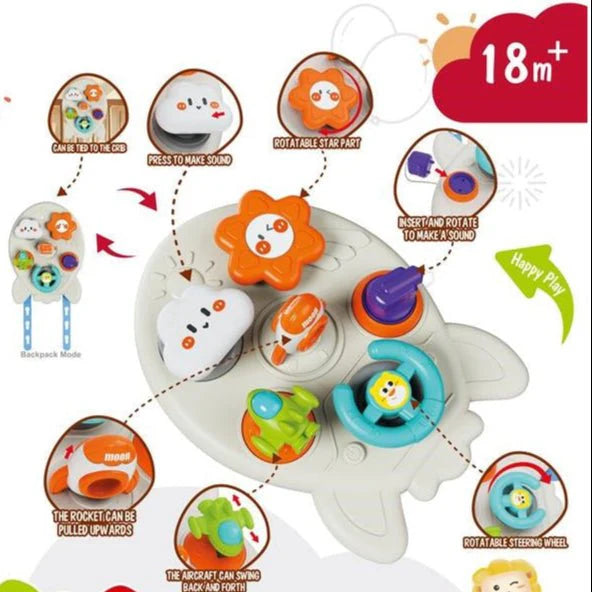 Early Education Space-Themed Busy Board Steering for Little Explorers