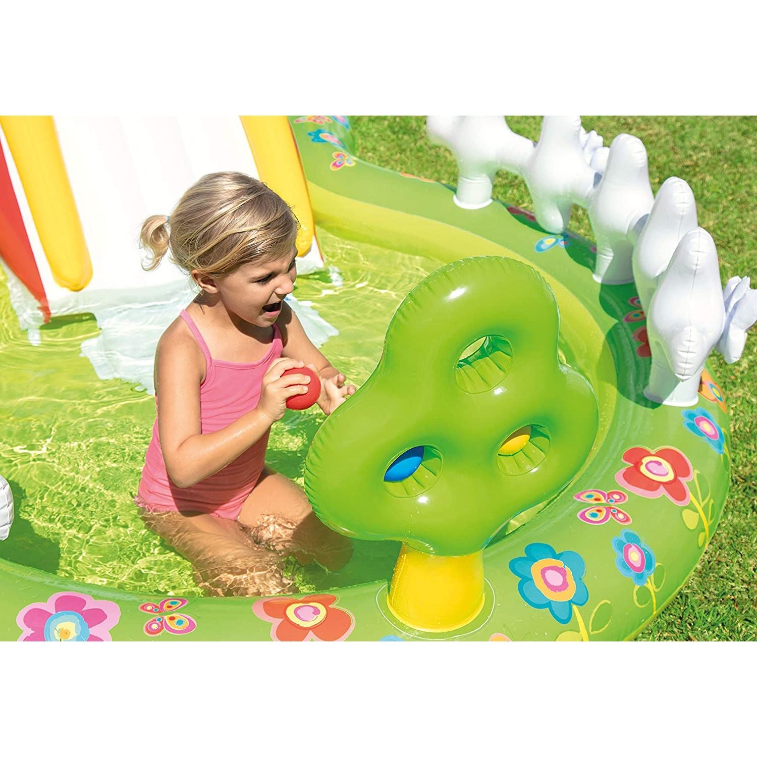 Intex Inflatable Garden Themed Pool For Kids 9ft 6in x 5ft 11in x 3ft 5in (5in Depth)