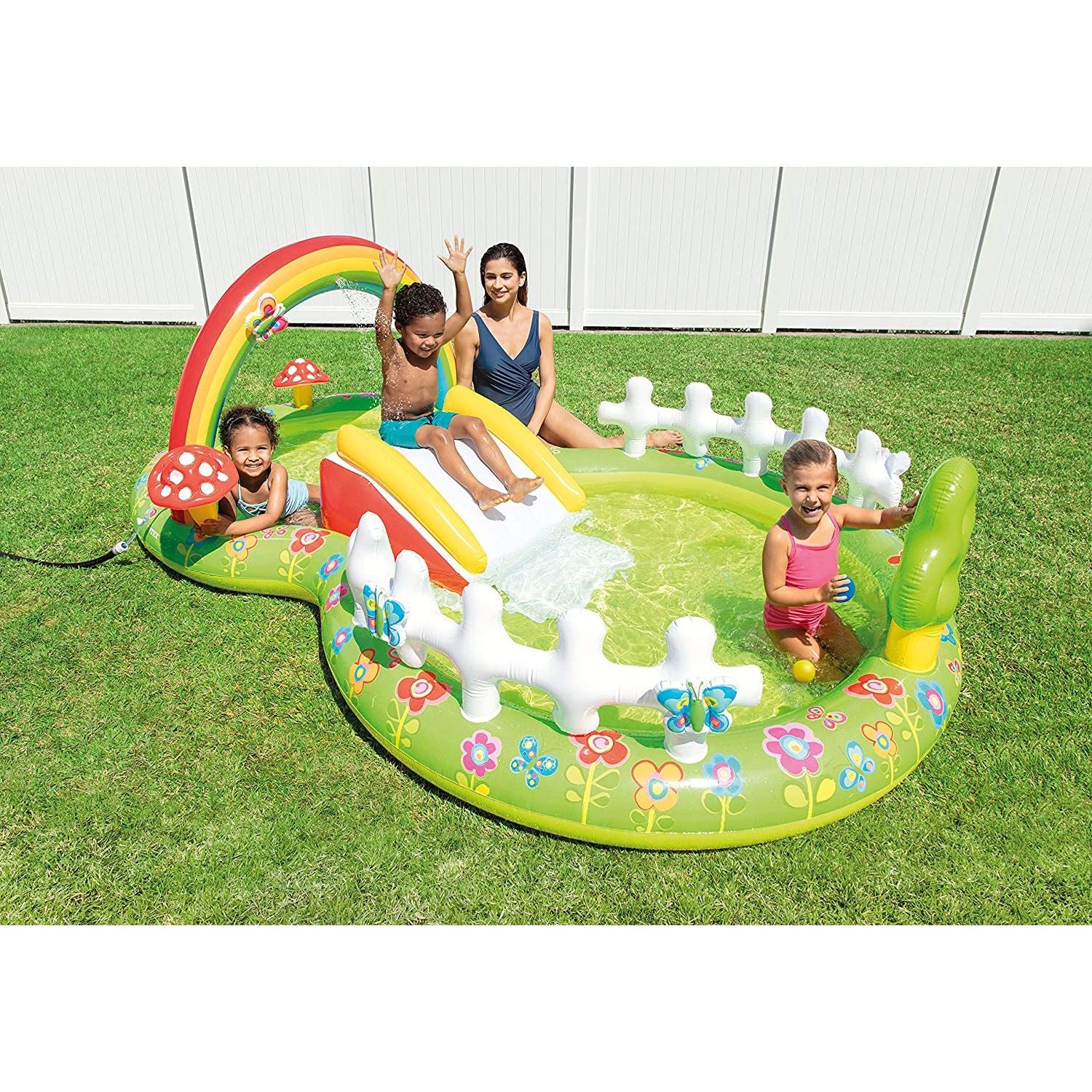 Intex Inflatable Garden Themed Pool For Kids 9ft 6in x 5ft 11in x 3ft 5in (5in Depth)