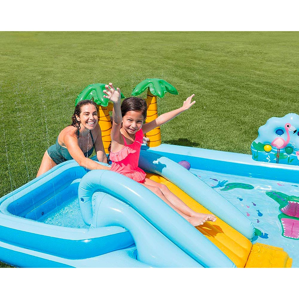 Intex Inflatable Jungle Themed Pool For Kids 8ft 5in x 7ft 1in x 2ft 9in (1ft Depth)