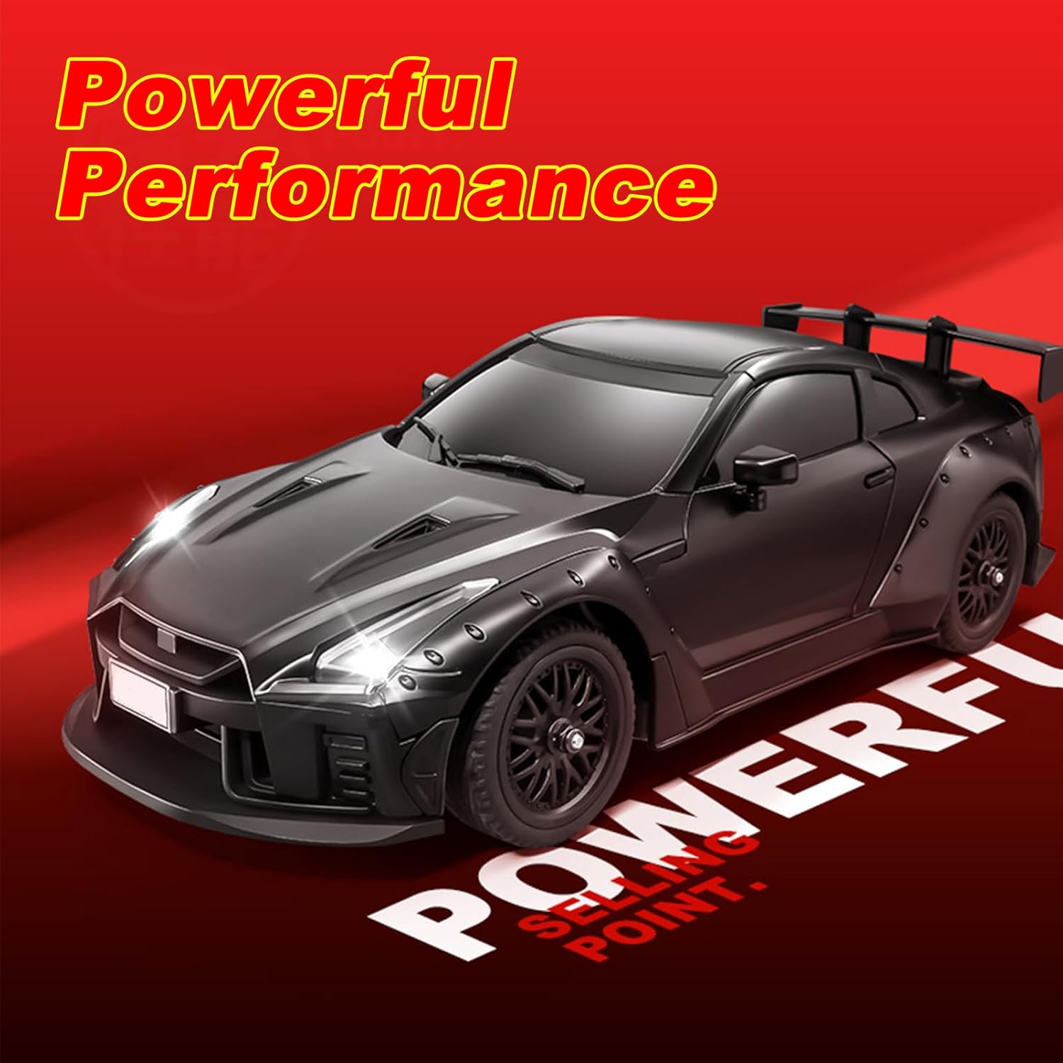1:16 Scale 2.4GHz High-Speed Drift & Racing Remote Control Car with Rechargeable Battery & LED Lightning Effects