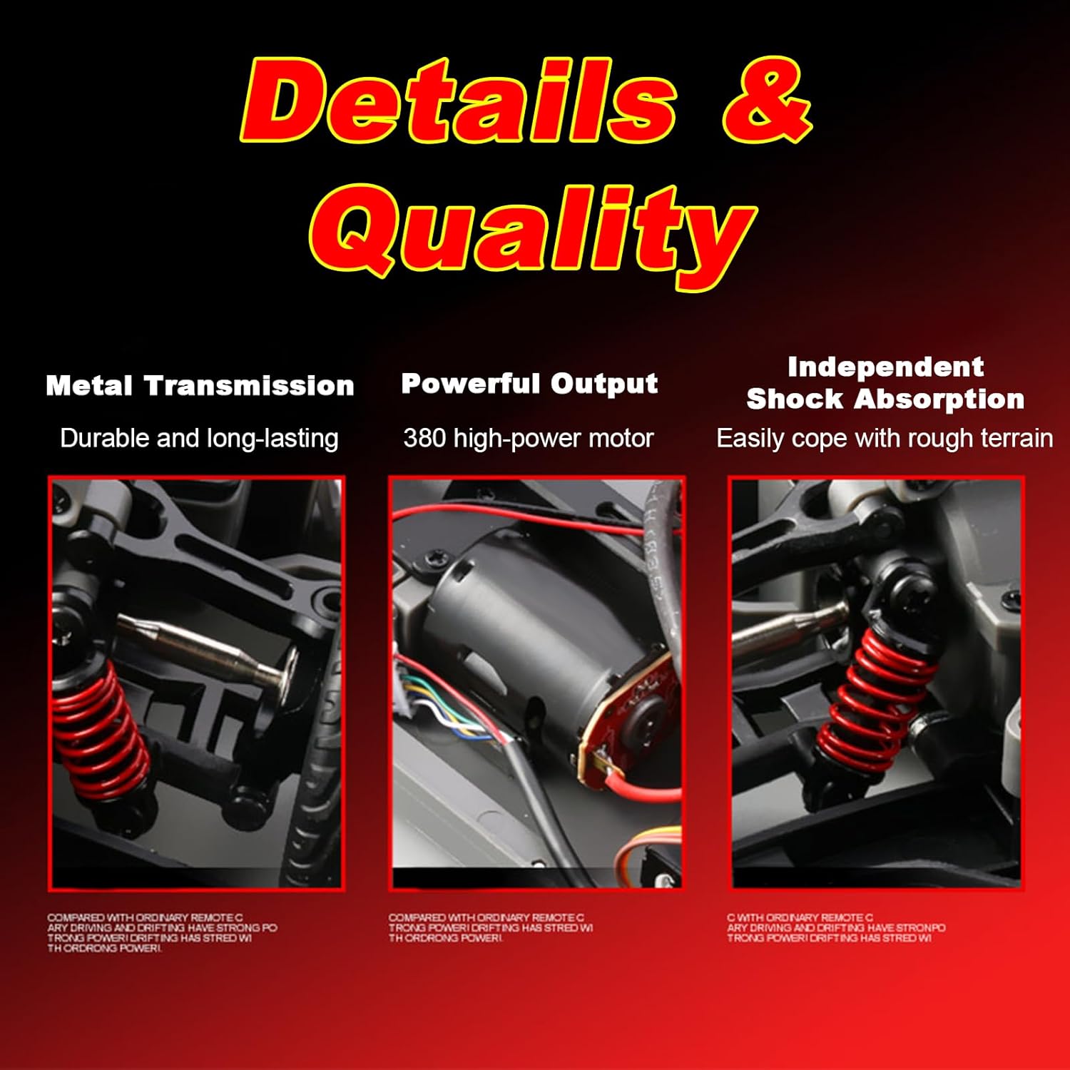 1:16 Scale 2.4GHz High-Speed Drift & Racing Remote Control Car with Rechargeable Battery & LED Lightning Effects