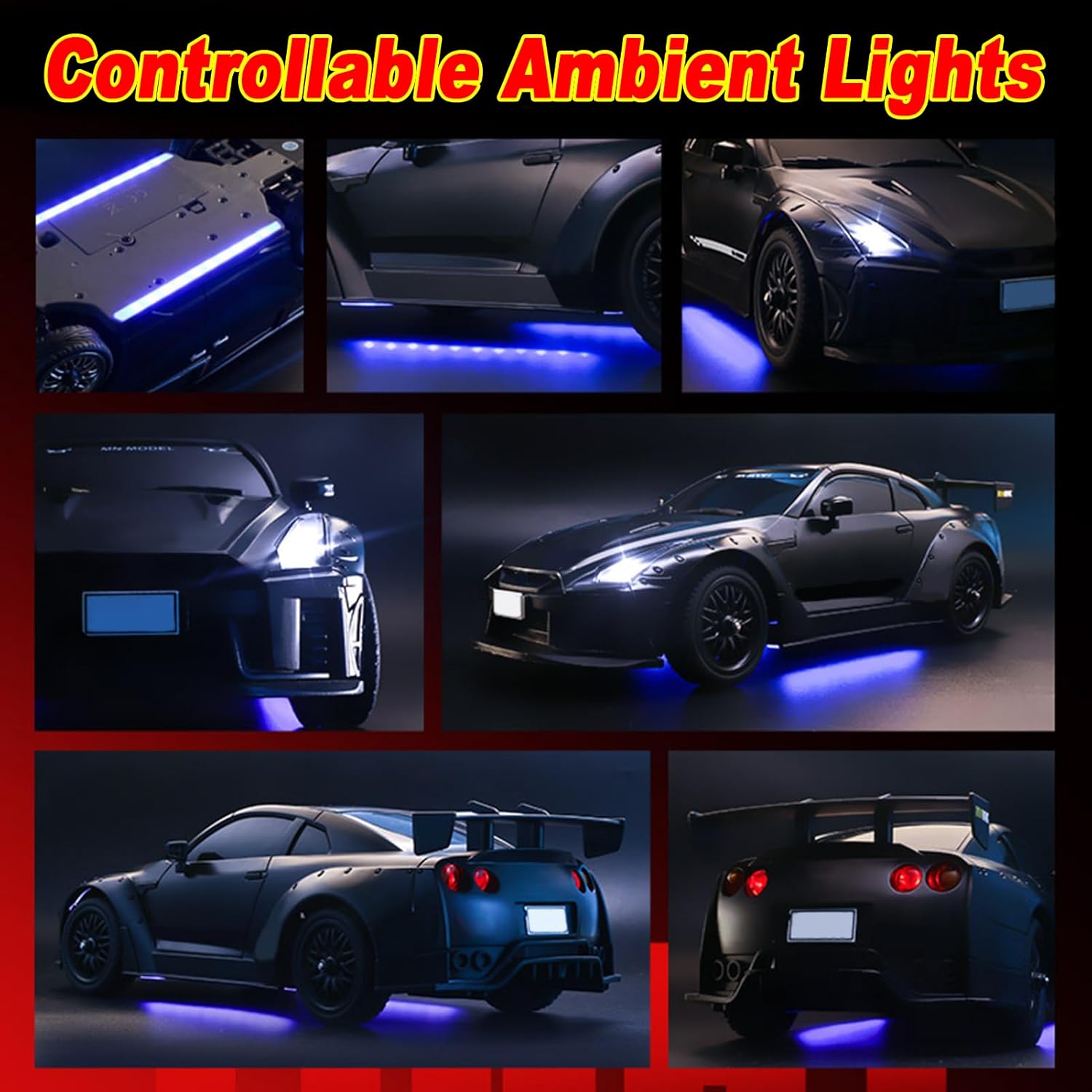 1:16 Scale 2.4GHz High-Speed Drift & Racing Remote Control Car with Rechargeable Battery & LED Lightning Effects