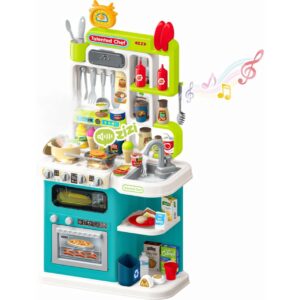 95 Pcs Kitchen Playset With Steam & Lightning Effect | Pretend Play Toy | Talented Chef
