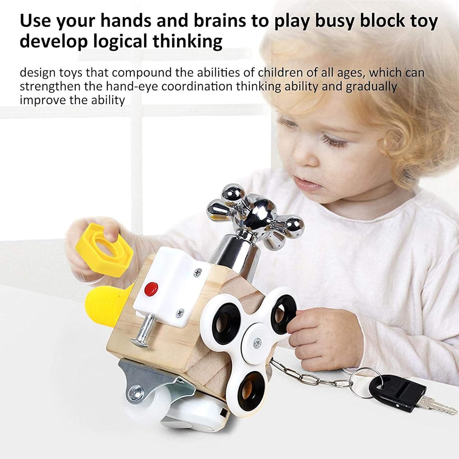 Busy Cube Sensory Fidget | Multifunctional Wooden Block Toy