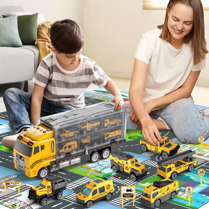 Catapult Carrier Truck With Folding Container,Catapult Launcher & Smaller Die-Cast Construction Vehicles