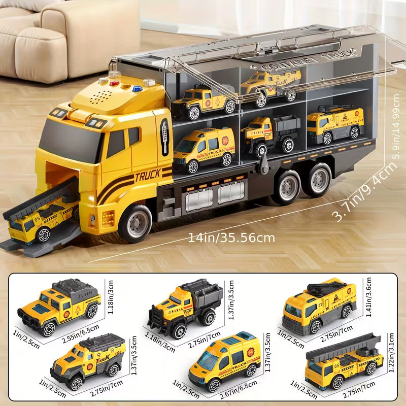 Catapult Carrier Truck With Folding Container,Catapult Launcher & Smaller Die-Cast Construction Vehicles