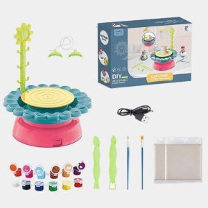 Children's Clay Pottery Wheel Kit With Motorized Wheel, Air-Dry Clay & Sculpting Tools