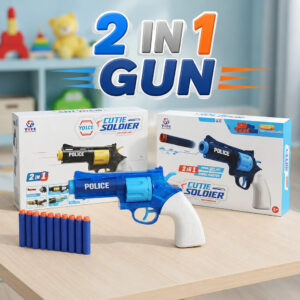 Cutie Soldier 2-in-1 Foam Dart Blaster & Water Gun Play Set with EVA Darts, Handcuffs & Role-Play Accessories