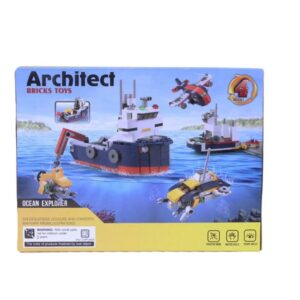 Decool Architect Ocean Explorer 4-in-1 DIY Building Block Set with Ship, Submarine, Aircraft, Detection Vessel & Movable Crane (213 Pieces)