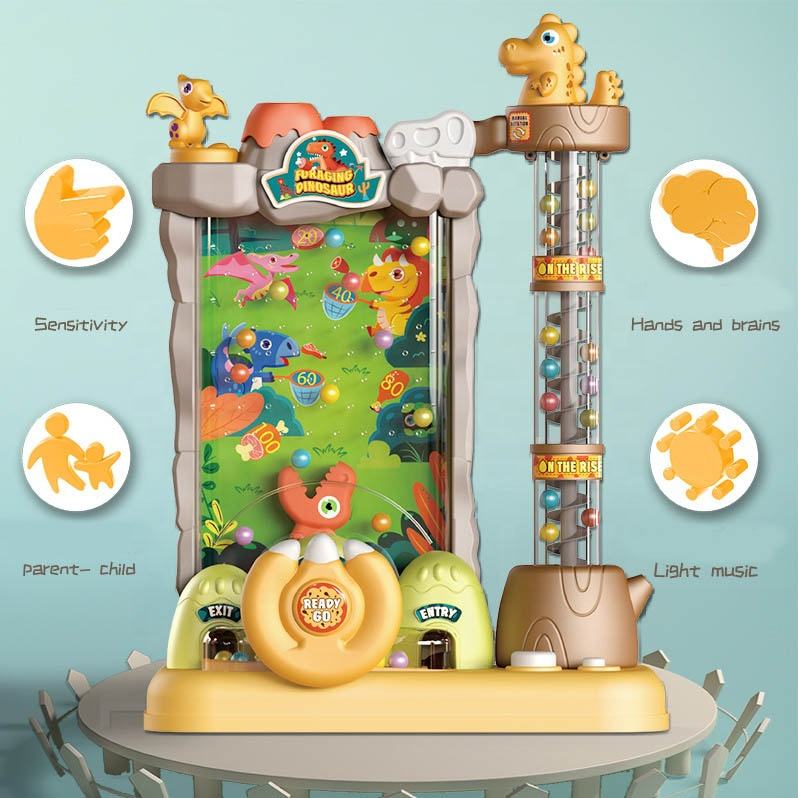 Electric Dino Ball Catcher Toy With 30 Balls, Automatic Rotation & LED Lights