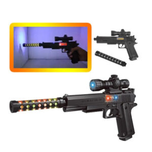 Electric Music Toy Gun with LED Lights, Vibration & Scope