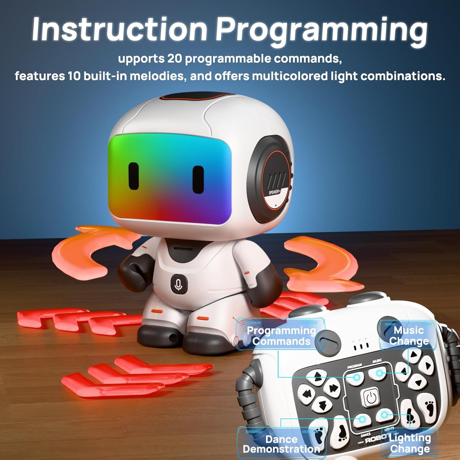 Electronic Smart Robot Toy | Programming RC Robot With Auto-Demonstration, Dance, Music, LED Eyes and Recording Function RC Toys