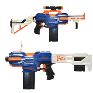 Fever Shoot Electric 12 Motorized Soft Bullet Gun with USB Rechargeable Battery, Scope, Stock & 30 Foam Darts