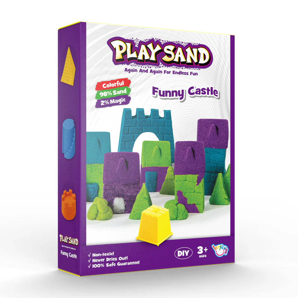 Funny Castle Magic Play Sand Set with Castle Molds, Creative Building Tools & Non-Toxic Sand