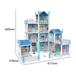 Happy Childhood 4 Story & 11 Room Doll House Playset For Kids