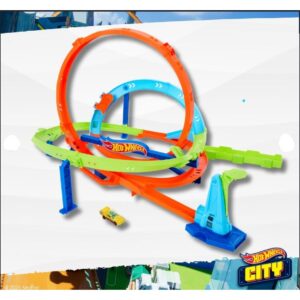 Hot Wheels Speed Powerful Spin Way Track Set with 360° Loop Stunts, High-Speed Launcher & Race Car