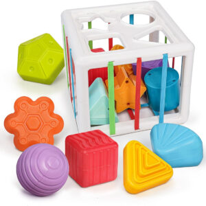 Huanger Shape Sorting Baby Toy With Elastic Bands & Sensory Blocks
