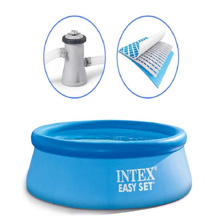 INTEX Easy Set Circular & Inflatable Pool For Kids With Water Pump 8ft x 2ft