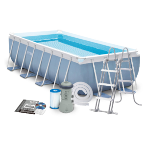 INTEX Rectangular Prism Frame Pool For Family & Kids 13ft 1.5in x 6ft 6.75in x 3ft 3.5in
