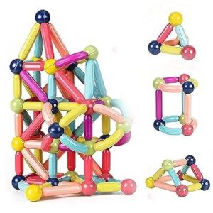 DIY Magnetic Construction Set | 64 Pcs Magnet Bars