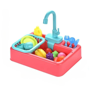 Kids Kitchen Sink Playset with Electric Dishwasher & Water Basin